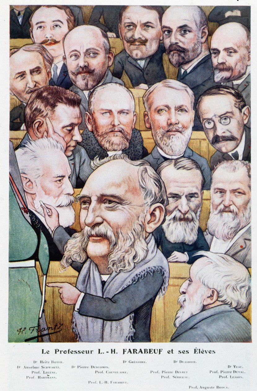 Professor Luis Hubert Farabeuf (1841-1910) e seus alunos, de Chanteclair, c.1910 de J P. Frantz