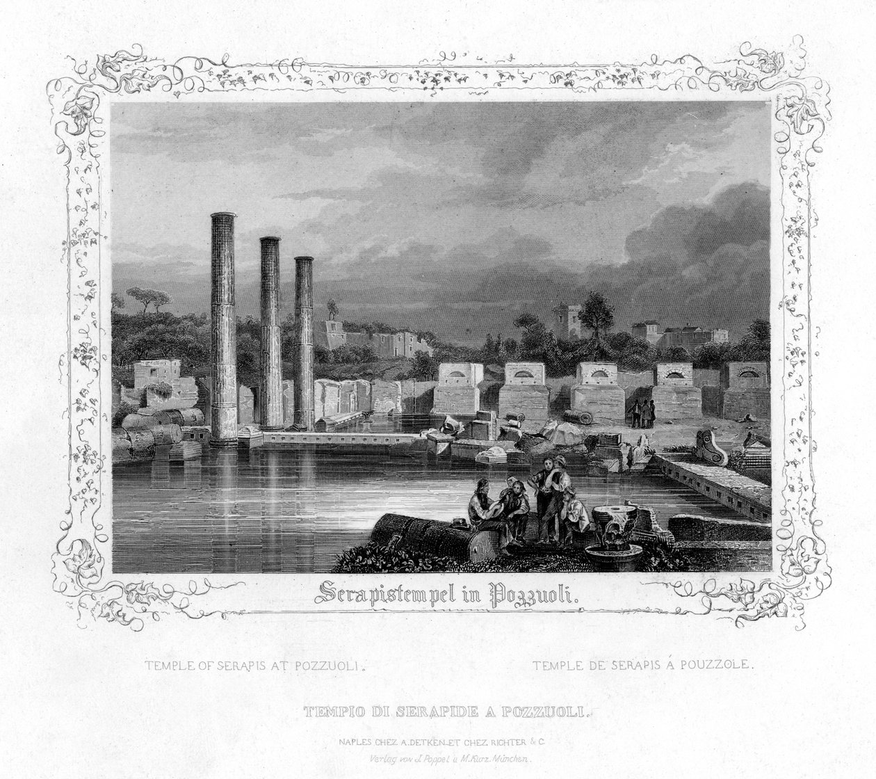 Templo de Serapis em Pozzuoli, Itália, século XIX de J. Poppel