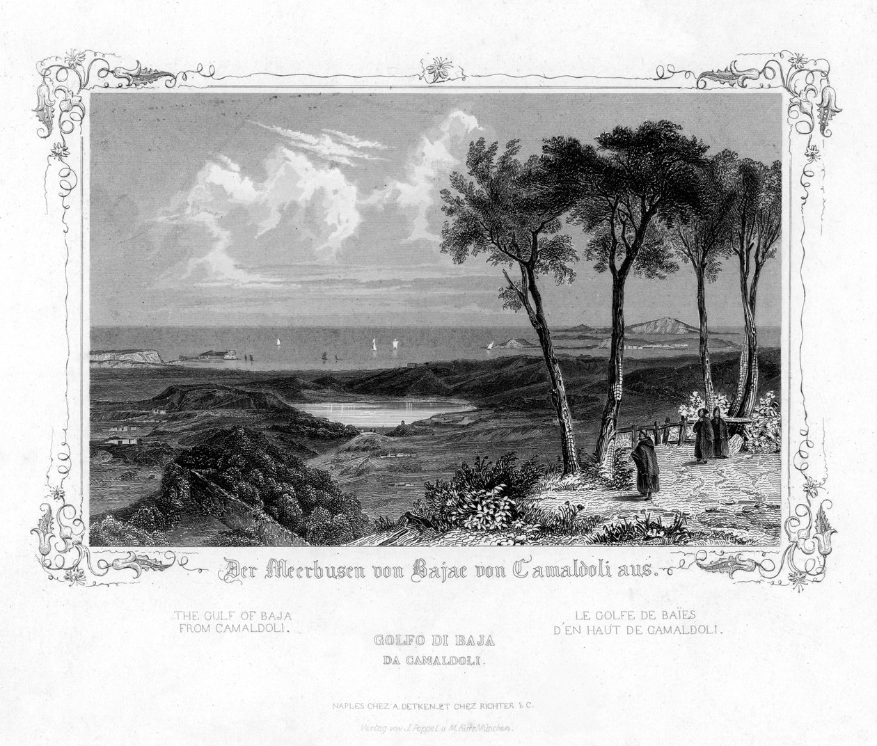 O Golfo de Baja de Camaldoli, Itália, século XIX de J. Poppel