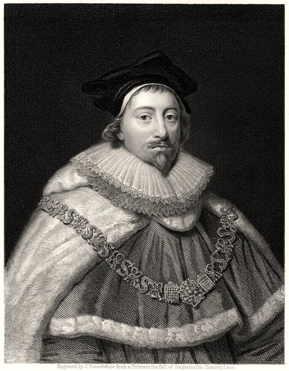 Sir Edward Coke, gravador de Londres, século XIX de J. Posselwhite