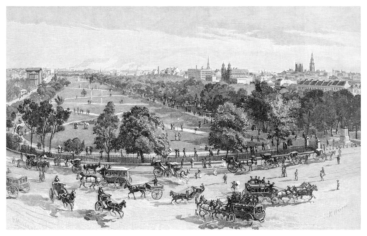 Hyde Park, Sydney, Nova Gales do Sul, Austrália, 1886. de J. R. Ashton