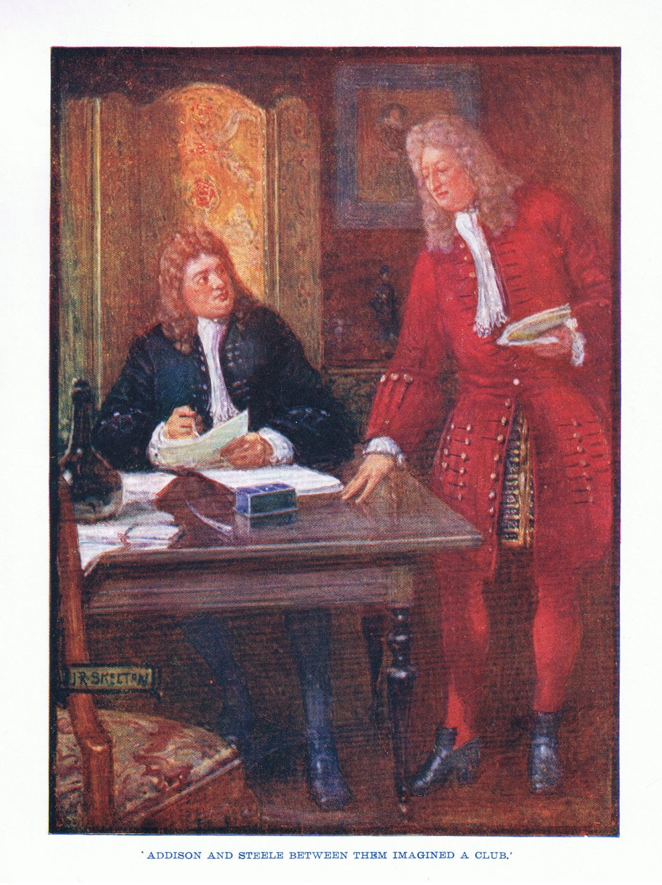 Addison e Steele, entre eles, imaginaram um clube, do pub English Literature by TC & EC Jack, c.1920 de J. R. Skelton
