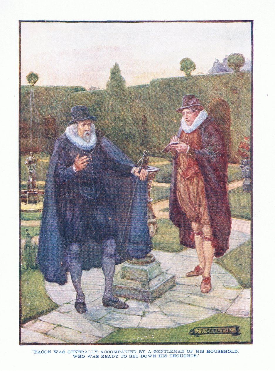 Bacon era geralmente acompanhado por um cavalheiro de sua família, da publicação English literature pub.by TC & EC Jack, c.1920 de J. R. Skelton
