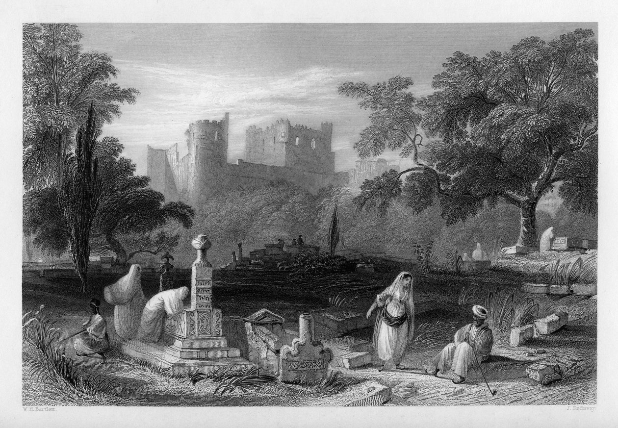 Um cemitério turco em Sidon, Líbano, 1841. de J. Redaway