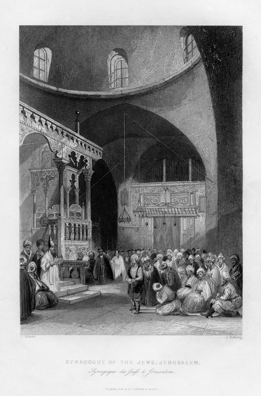 Sinagoga dos judeus, Jerusalém, Israel, 1841. de J. Redaway