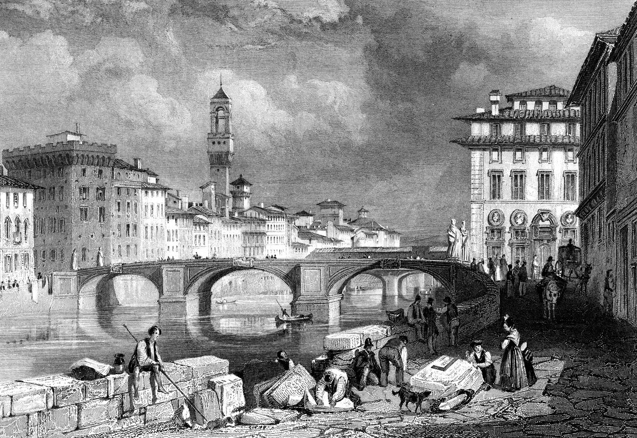 Ponte Santa Trinita, Florença, Itália, século XIX. de J. Redaway