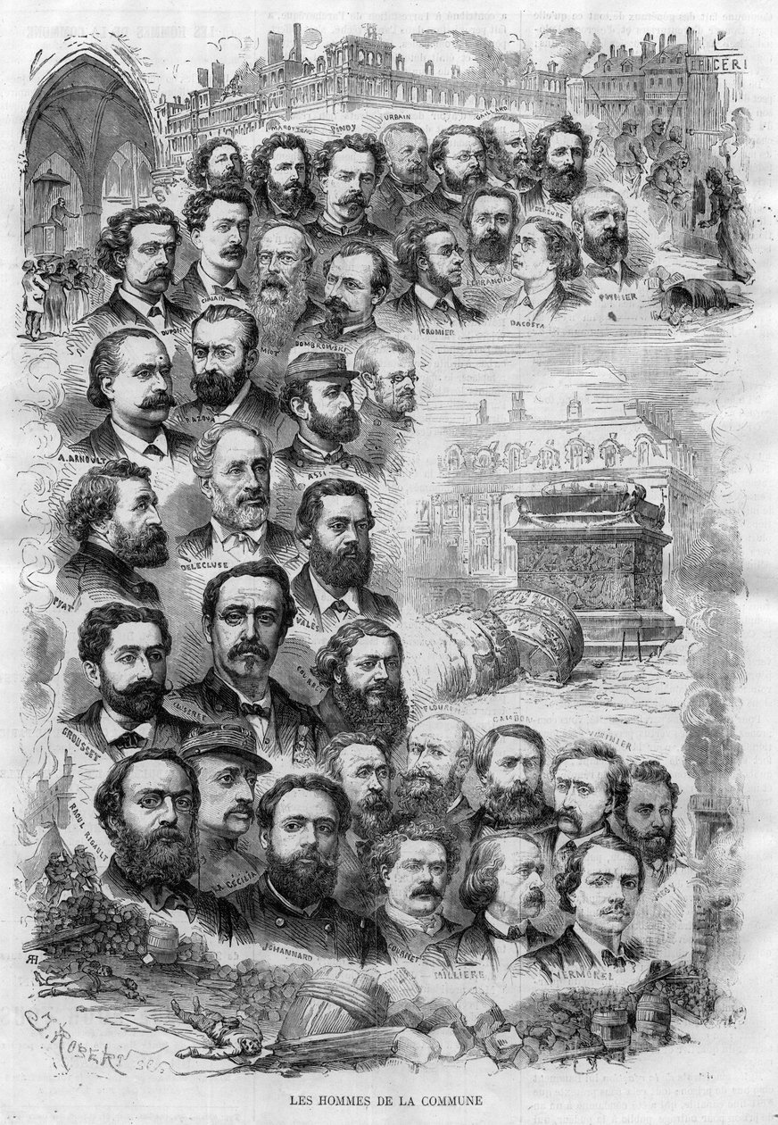 Homens da Comuna de Paris de 1870 gravada por J Robert de 1870 - (Charles Delescluze, Felix Pyat, Charles Ferdinand Gambon, Paschal Grousset, Jules Valles e Gustave Courbet, Arthur Arnould, Charles Amouroux, Victor Clement, Jules Bergeret etc...) de J Robert