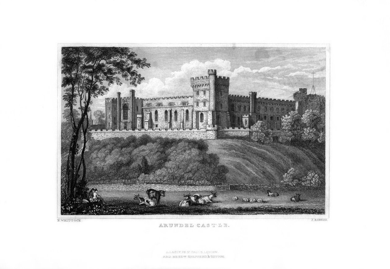 Castelo de Arundel, Sussex Ocidental, 1829. de J. Rogers