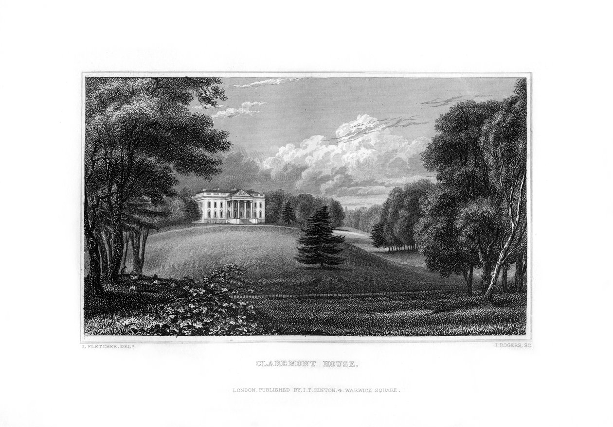 Casa de Claremont, Esher, Surrey, 1829. de J. Rogers