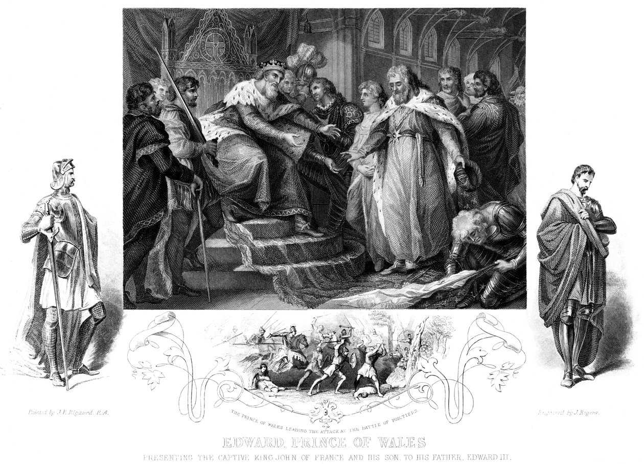 Edward, príncipe de Gales 1330-1376, século XIX. de J. Rogers