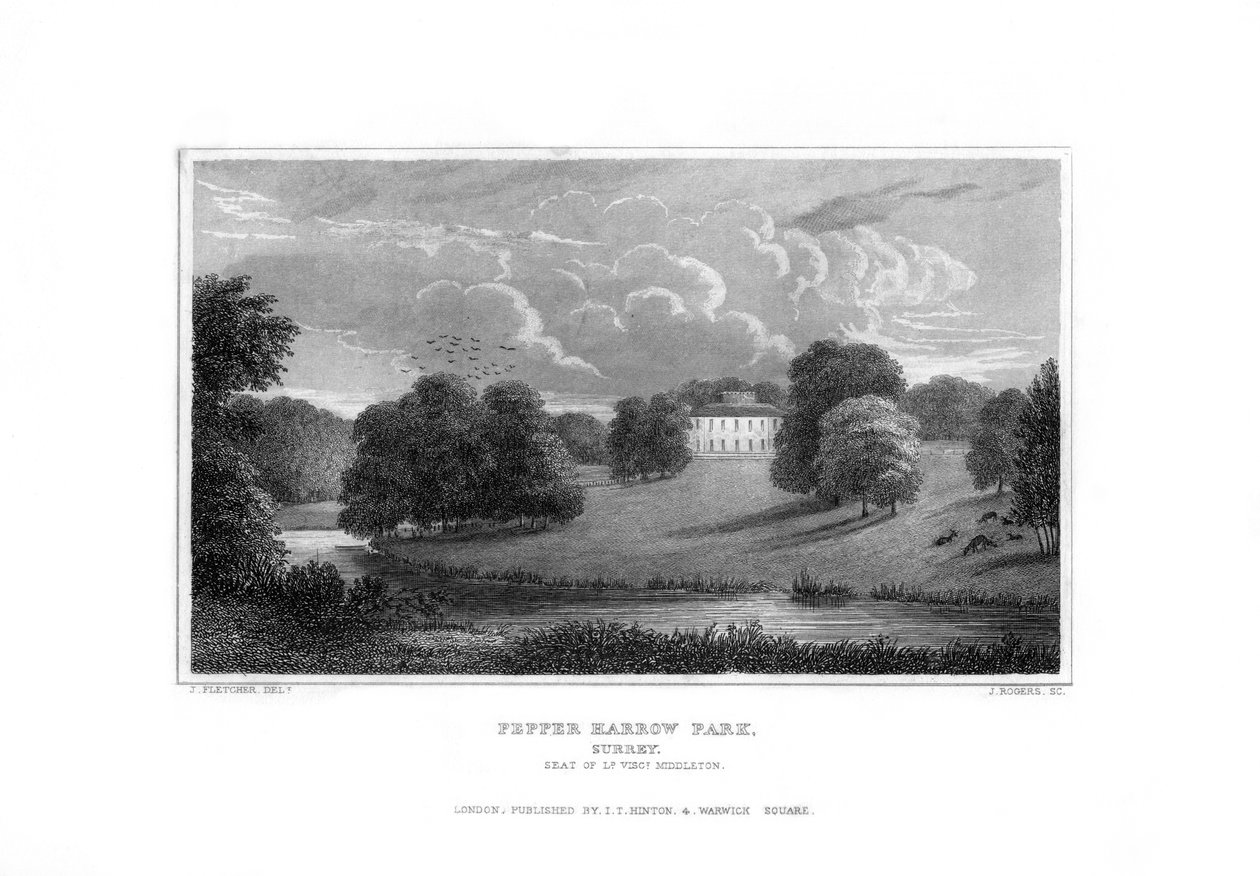 Pepper Harrow Park, perto de Guildford, Surrey, 1829. de J. Rogers