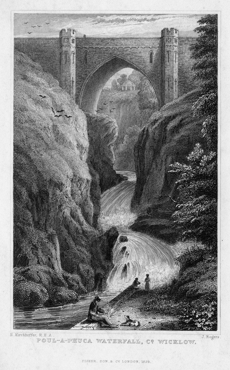 Poul uma cachoeira de Phuca, condado Wicklow, 1829. de J. Rogers