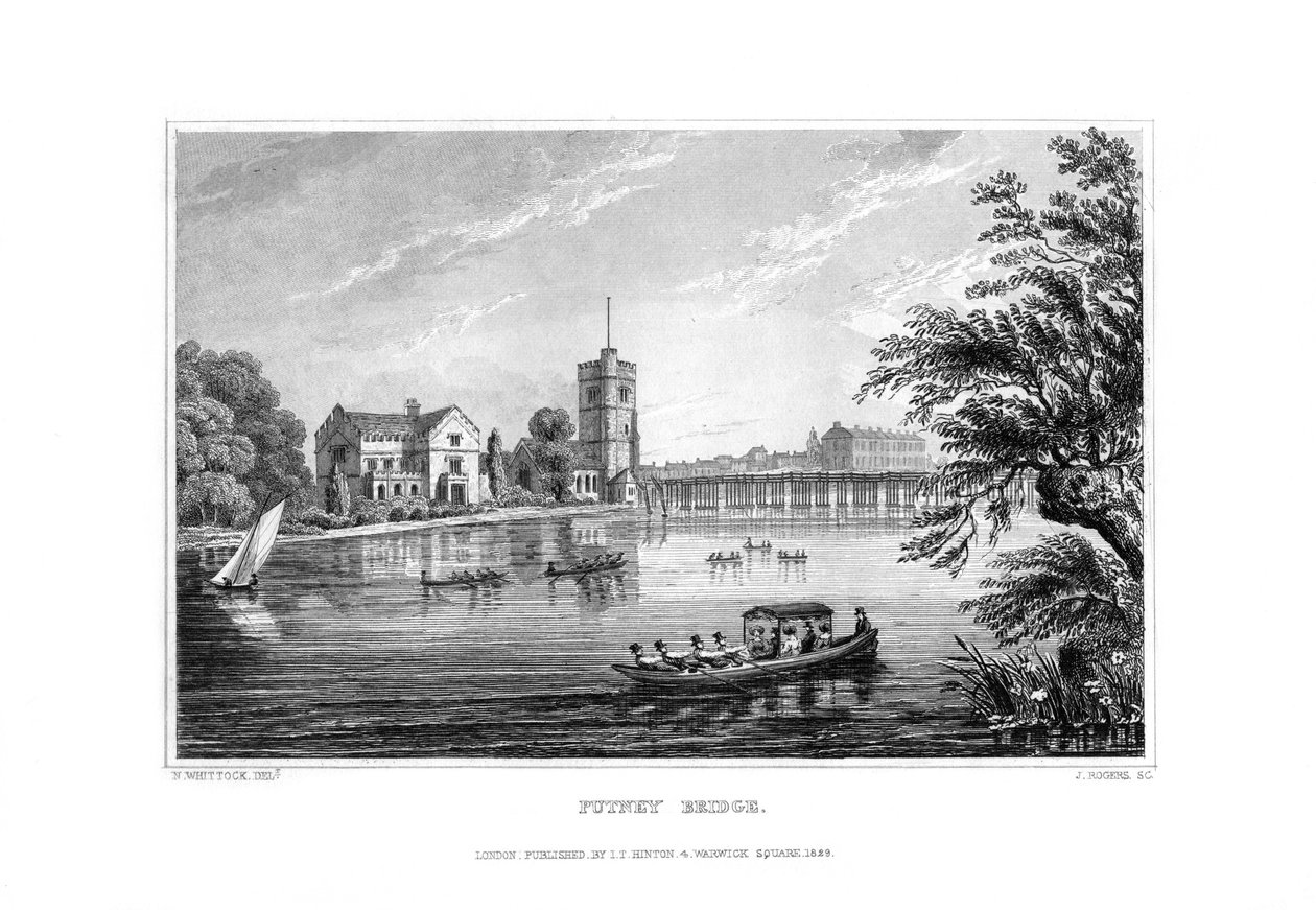 Ponte Putney, Londres, 1829. de J. Rogers