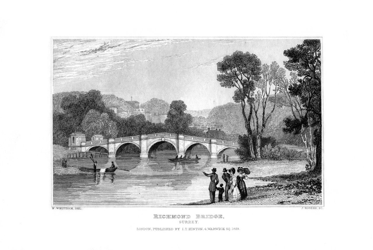 Ponte de Richmond, Londres, 1829. de J. Rogers