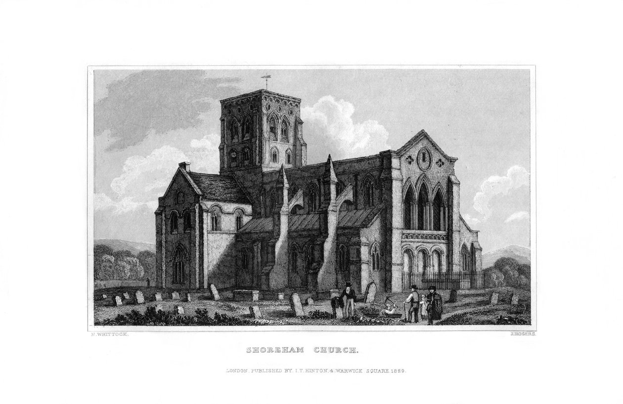 Igreja de Shoreham, West Sussex, 1829. de J. Rogers