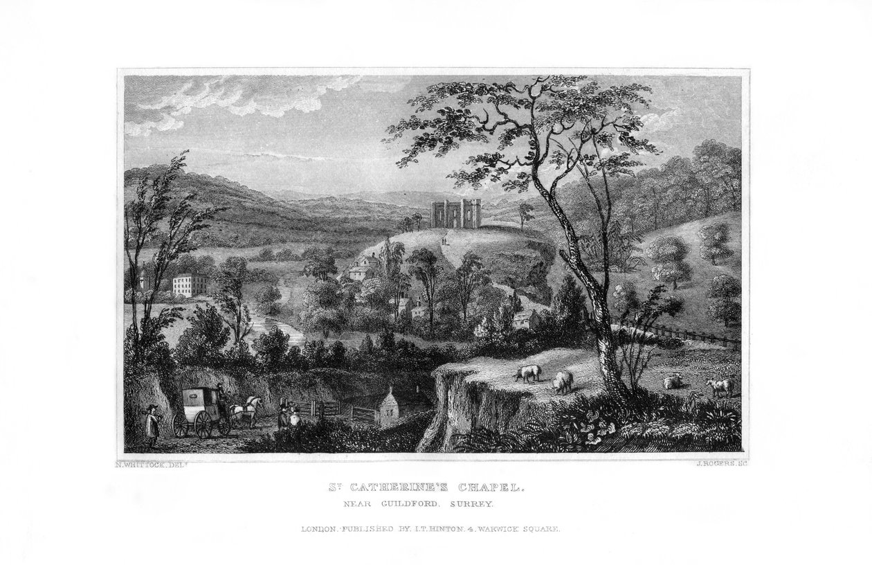 Capela de St Catherines, Guildford, Surrey, 1829. de J. Rogers