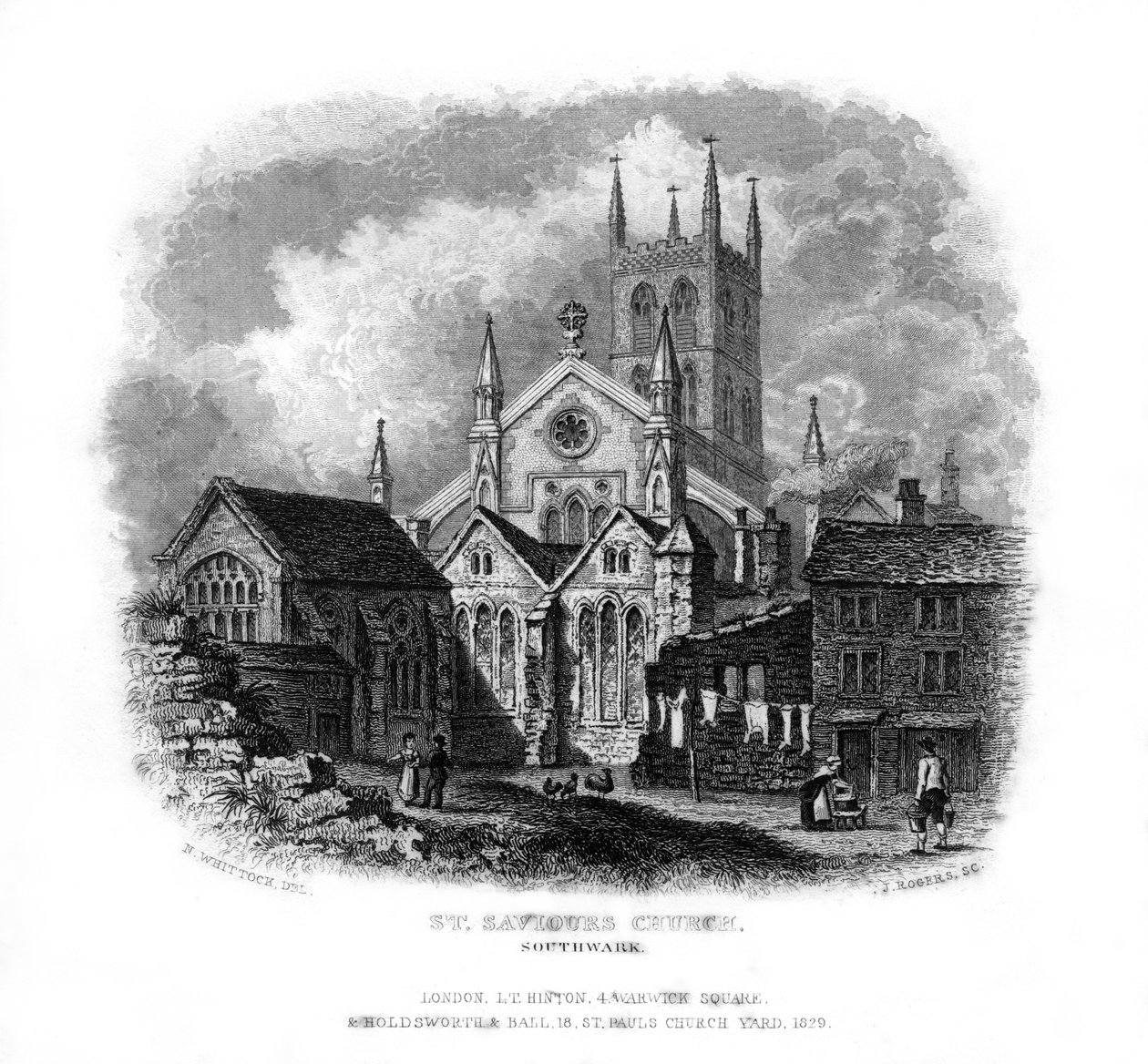 Igreja de São Salvador, Southwark, Londres, 1829. de J. Rogers