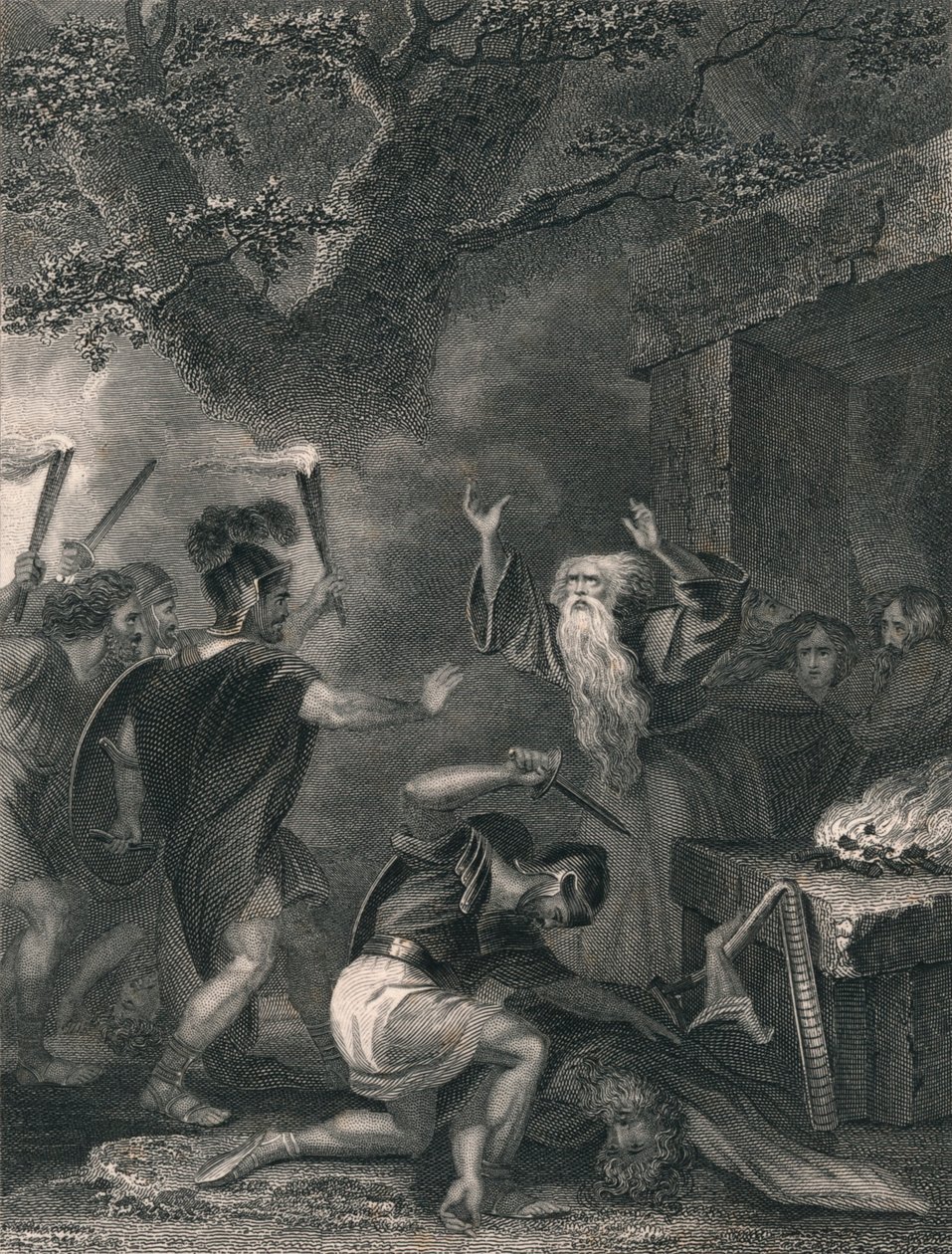 O Massacre dos Druidas, meados do século XIX. de J. Rogers