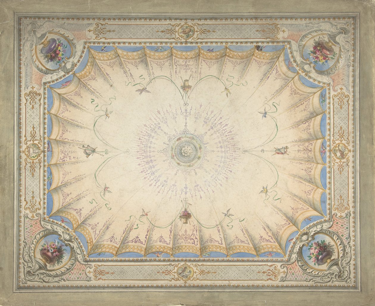 Projeto de teto para o Boudoir, Ardgowan, ca. 1868. de J. S. Pearse.