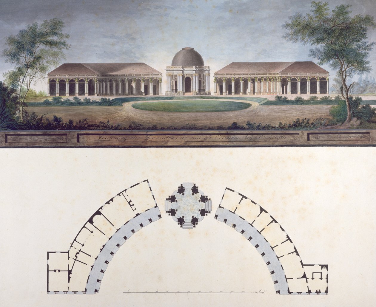 O Templo do Sol no Eremitério Bayreuth c.1780 (wc no papel) de J. Saher