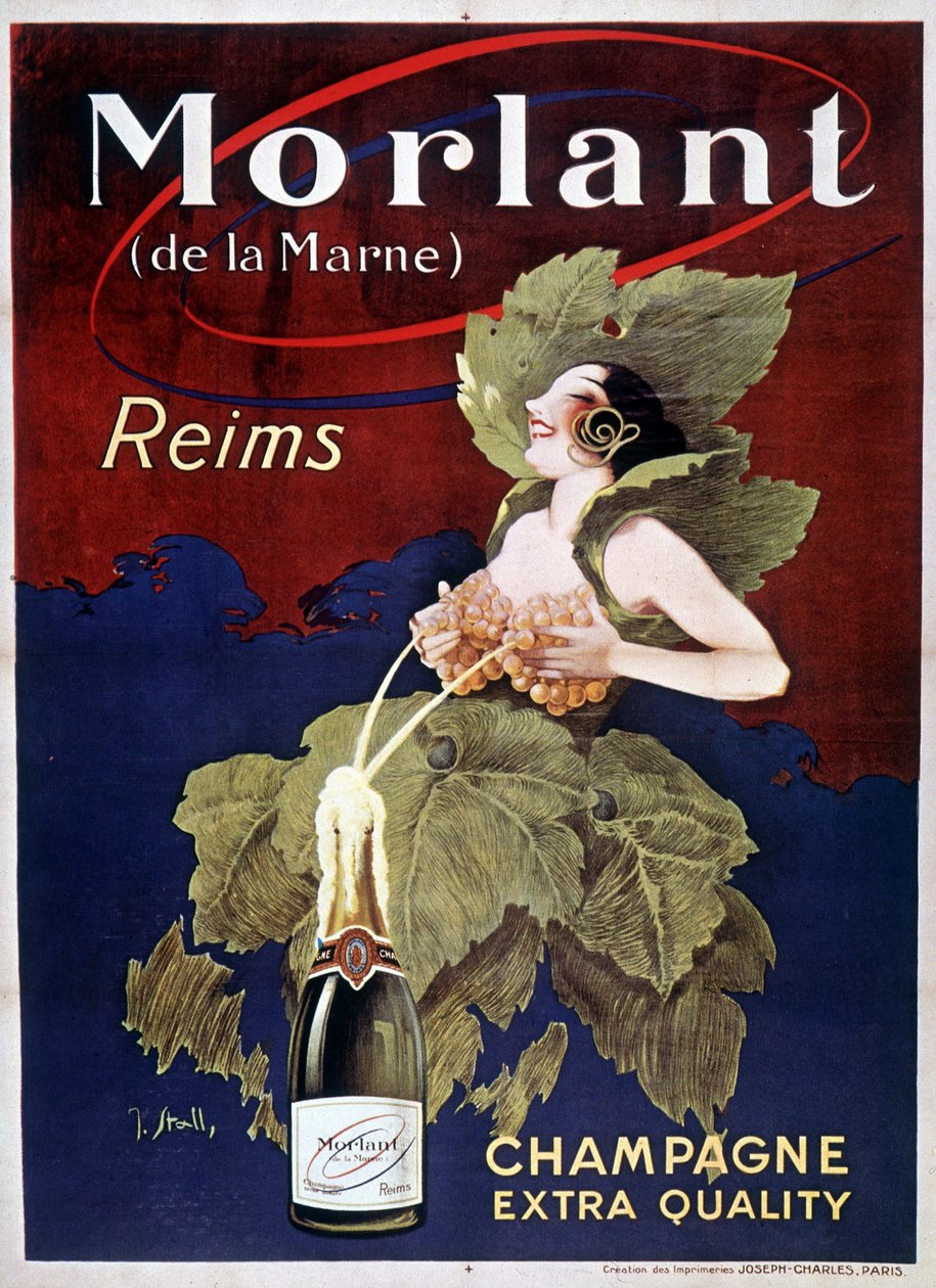 Cartaz para Champagne Morlant, de J. Stall, século 20 de J. Stall