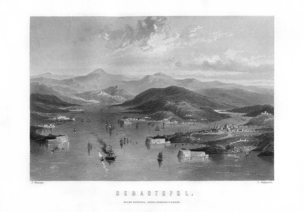 Sebastopol, uma cidade portuária na Ucrânia, 1893. de J. Stephenson
