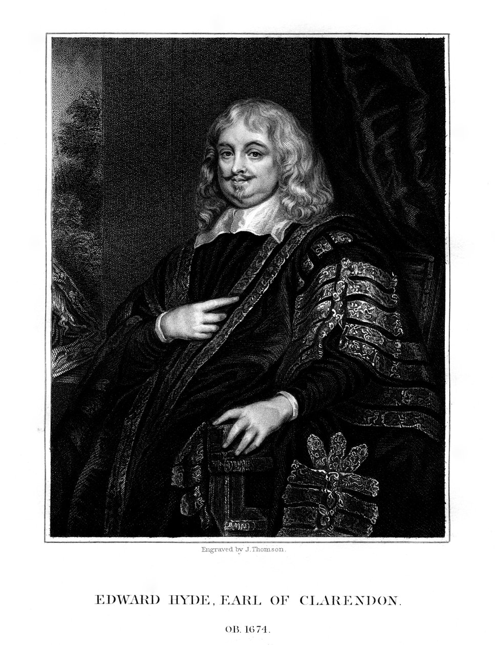Edward Hyde, 1º Conde de Clarendon, historiador e estadista inglês, 1824. de J. Thomson