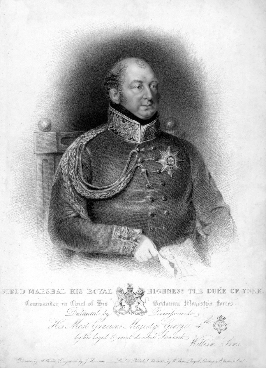 Marechal de campo Príncipe Frederick, duque de York e Albany 1763-1827, século XIX. de J. Thomson