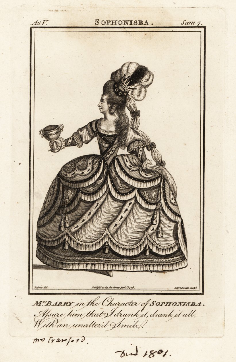 A Sra. Ann Barry na personagem de Sophonisba em James Thomsons Sophonisba de J. Thornthwaite
