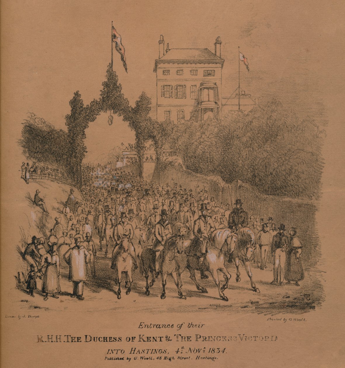 Entrada de seu RHH A Duquesa de Kent e a Princesa Victoria em Hastings de J. Thorpe