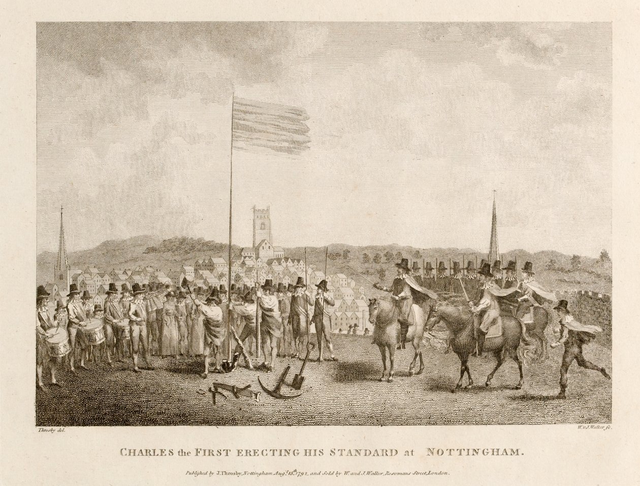Charles the First Erecting his Standard em Nottingham de J. Throsby
