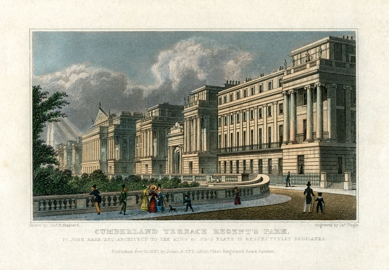 Cumberland Terrace, Regents Park, Londres, 1827 de J. Tingle