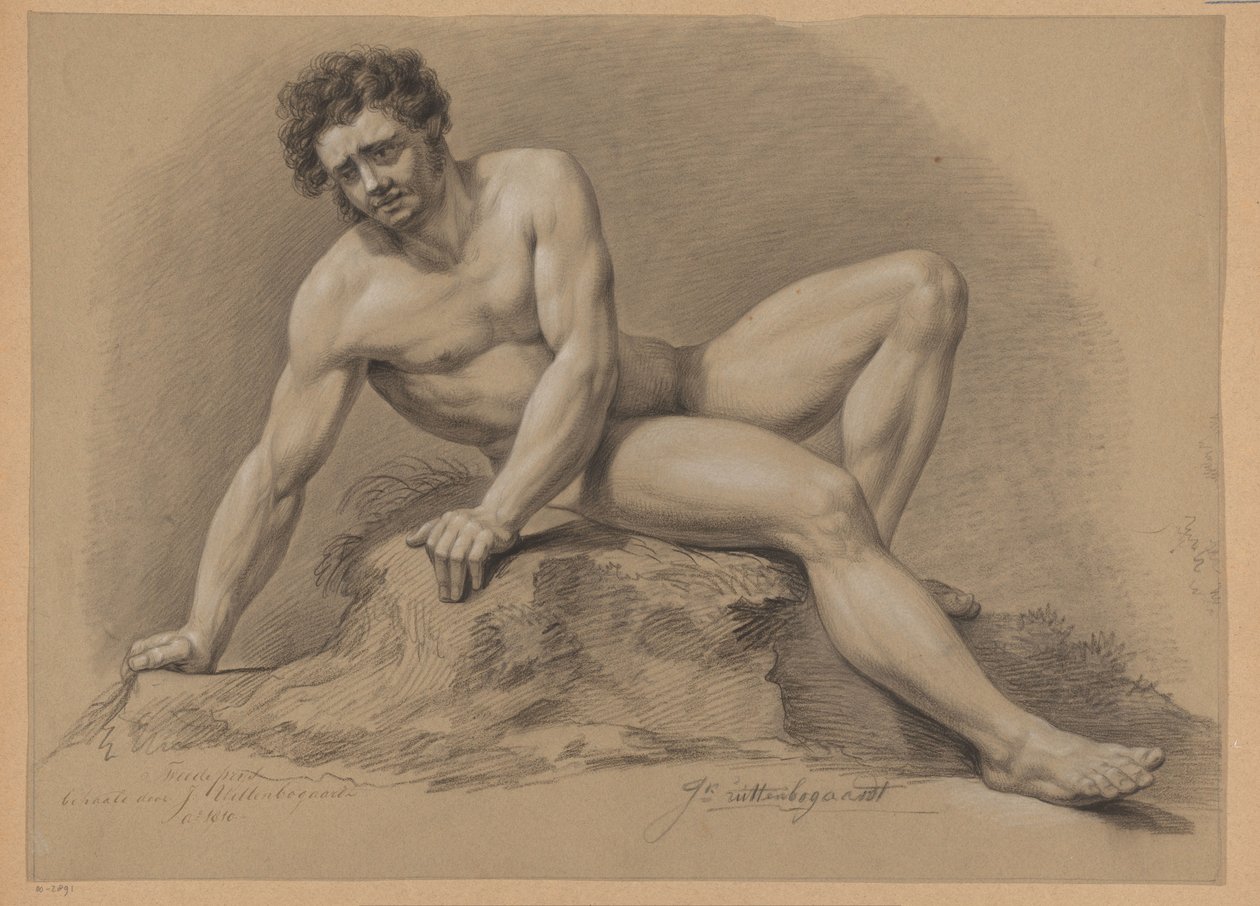 Sentado nu masculino, visto de frente (2º prémio 1810) de J. Uittenbogaardt