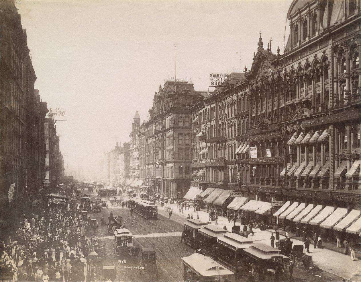 Vista, de, rua estatal, olhar, norte, de, rua madison, chicago, 1890 de J. W. Taylor