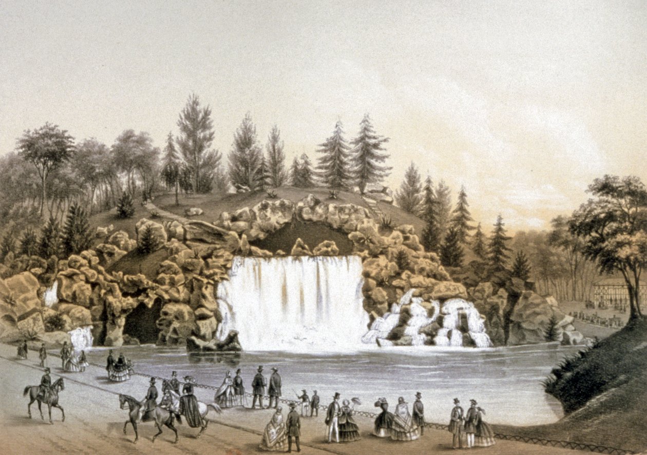 A cascata do Bois de Boulogne, c.1860 (litografia) de J. Walter
