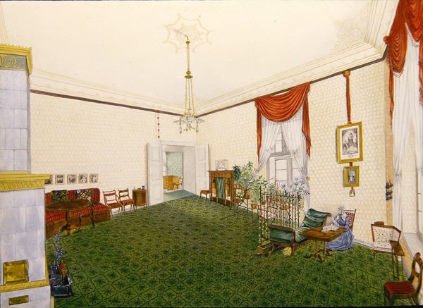 Sala de estar no Schloss Ballenstedt em Saxe-Anhalt de J. Willing