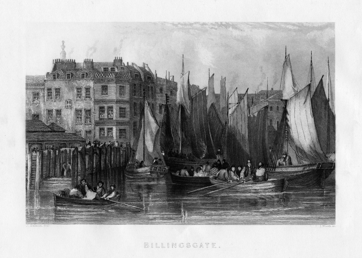 Billingsgate, Londres, século XIX. de J. Woods