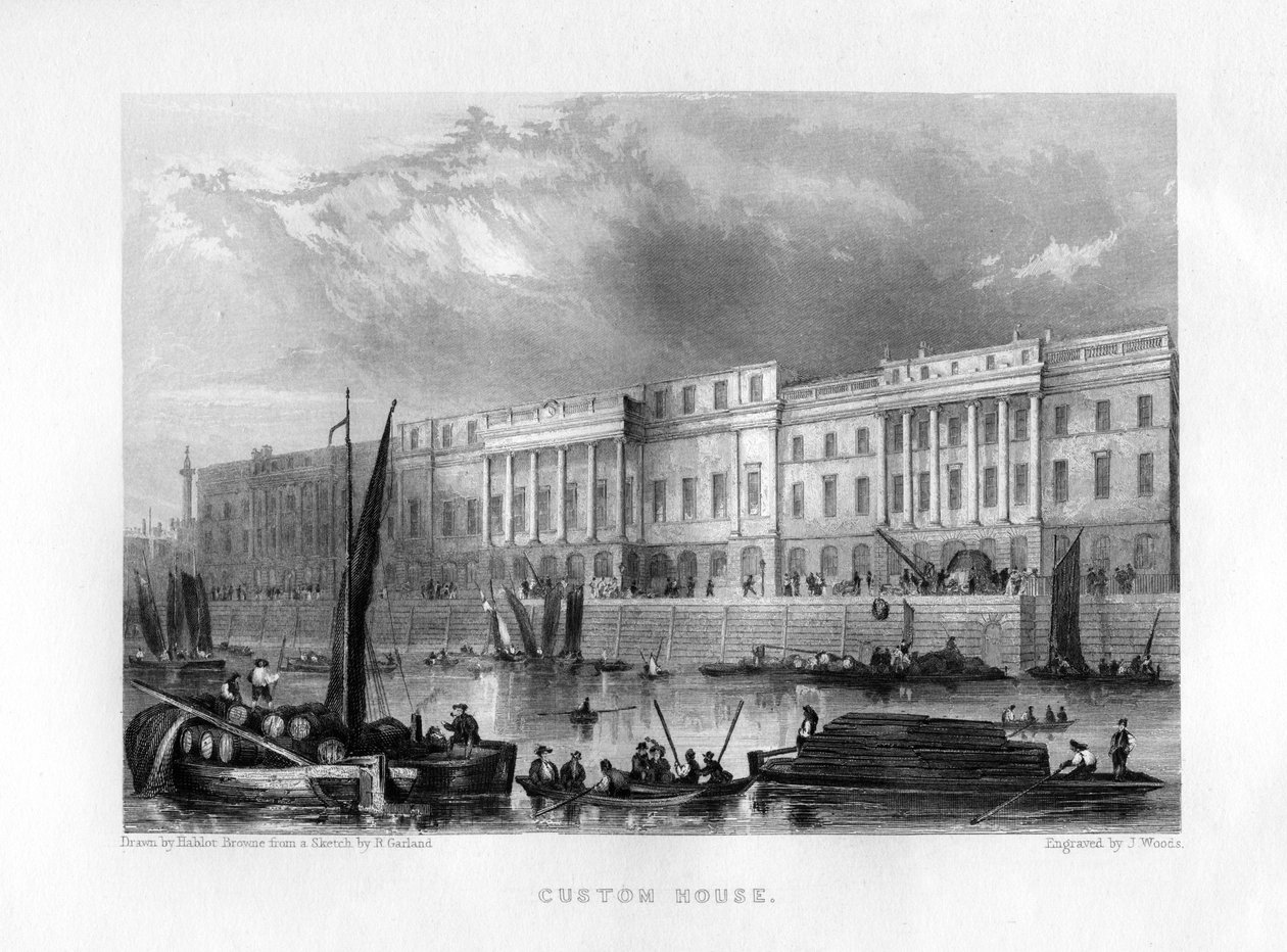 Custom House, Londres, século XIX. de J. Woods
