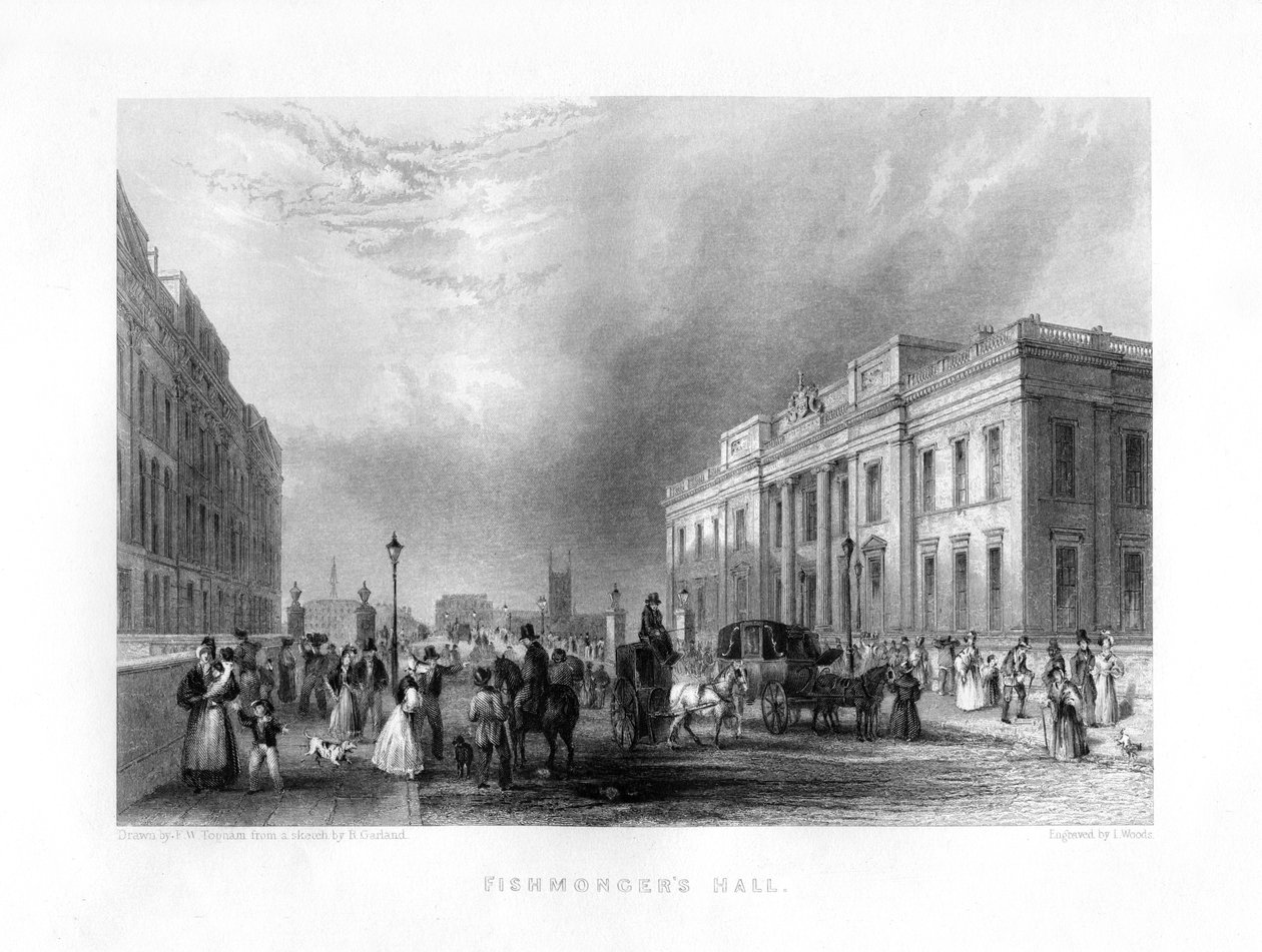 Peixaria Hall, Londres, século XIX. de J. Woods