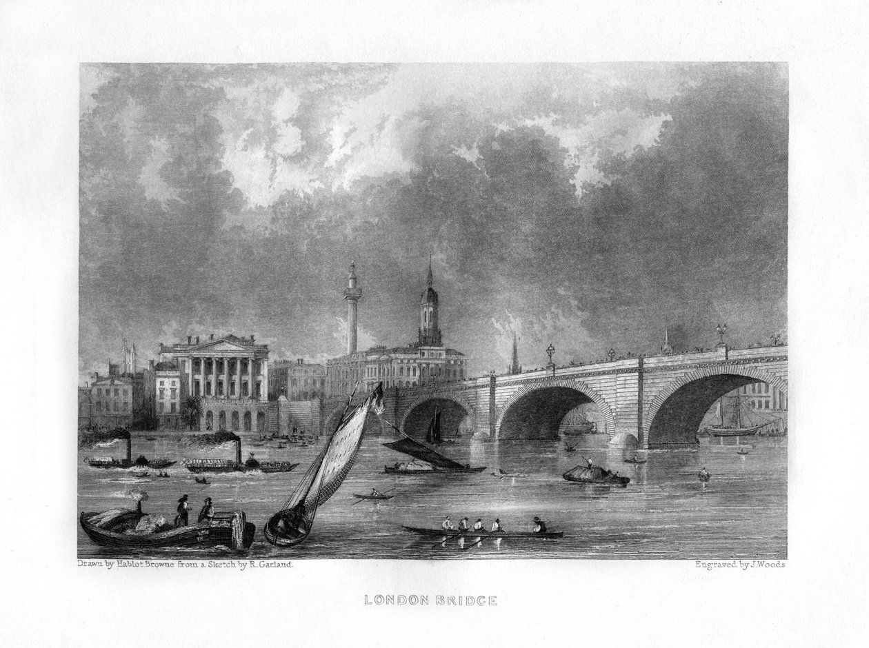 Ponte de Londres, Londres, século XIX. de J. Woods