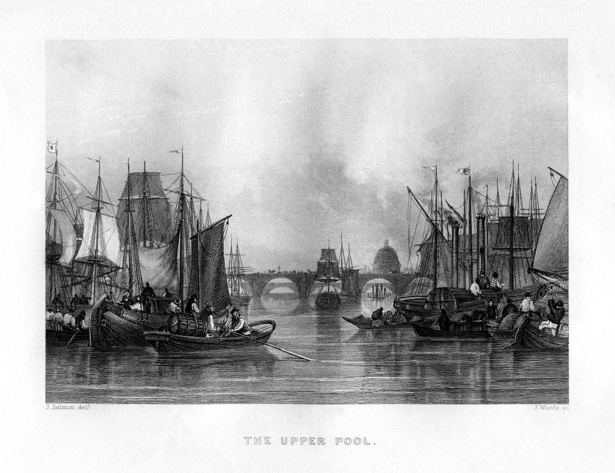 The Upper Pool, Londres, século XIX. de J. Woods