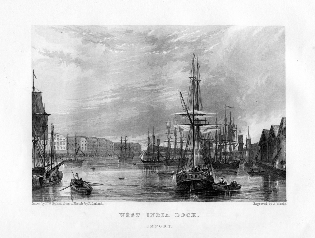 Doca da Índia Ocidental, Londres, século XIX. de J. Woods