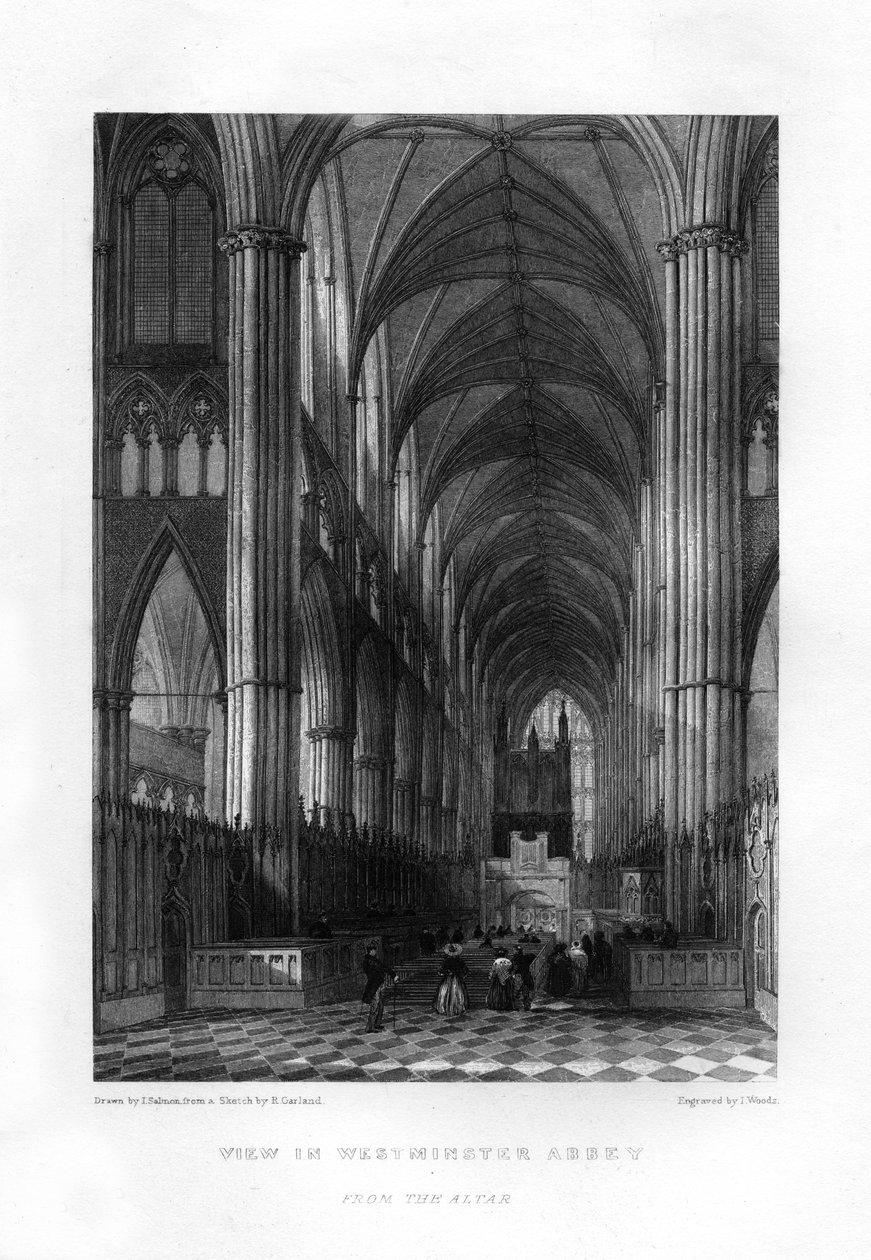 Abadia de Westminster do altar, Londres, século XIX. de J. Woods
