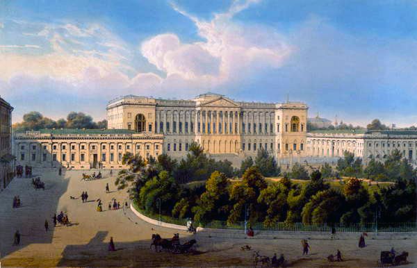 Palácio do Grão-Duque Mikhail, Vista da Praça, impresso por Schmidt e Chevalier, publicado por Lemercier, Paris, década de 1850 de J. after Charlemagne