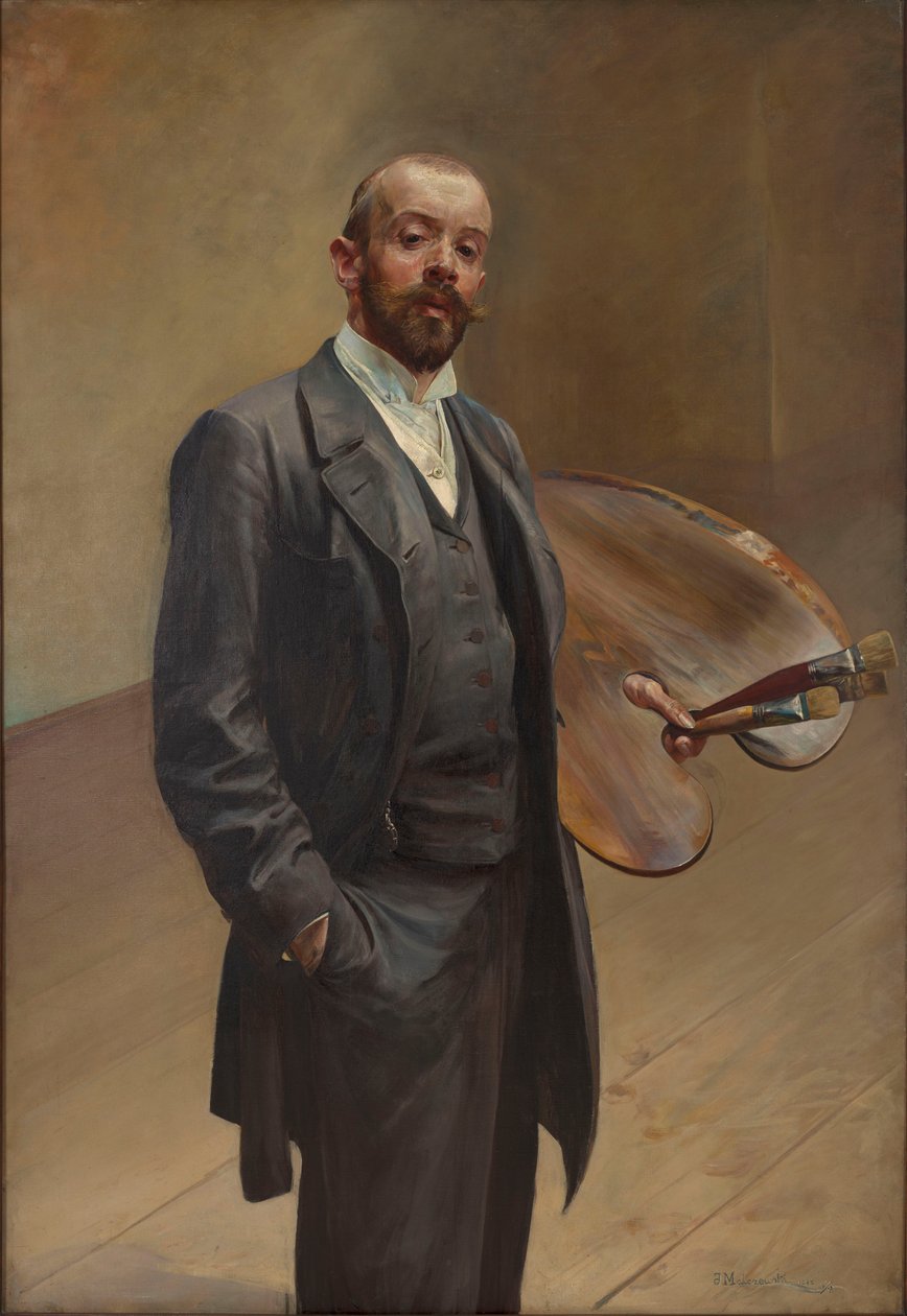 Autorretrato com paleta de Jacek Malczewski
