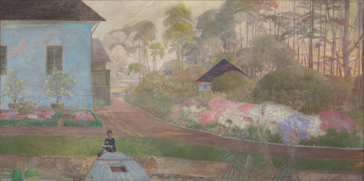 Infância — Jacek junto ao lago em Wielgie de Jacek Malczewski