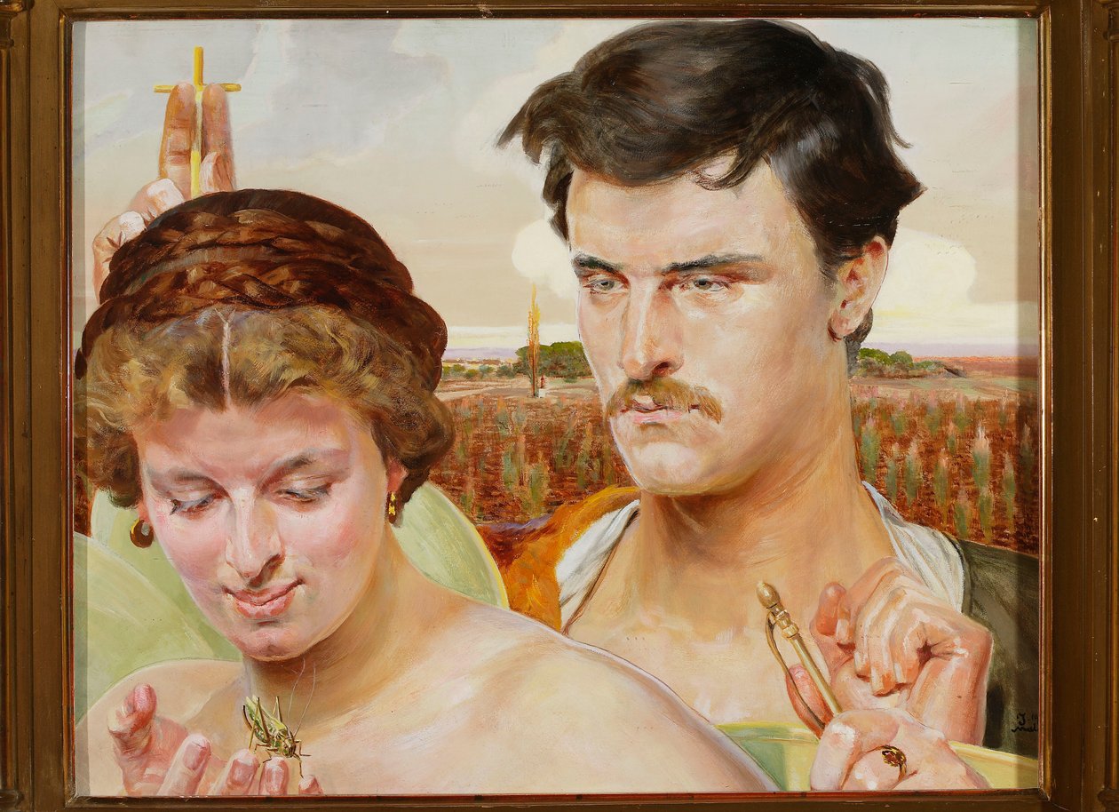 Música - parte direita do tríptico de Jacek Malczewski