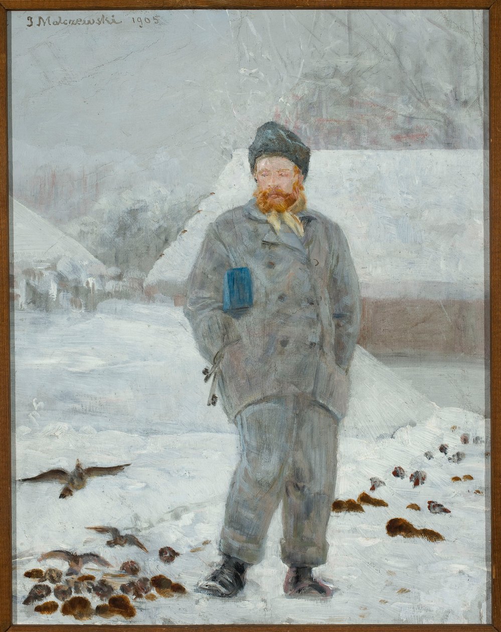 Retrato de Adolf Dygasiński com pássaros de Jacek Malczewski