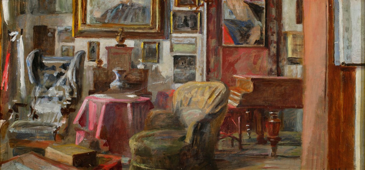 O interior do salão em Lusławice de Jacek Malczewski