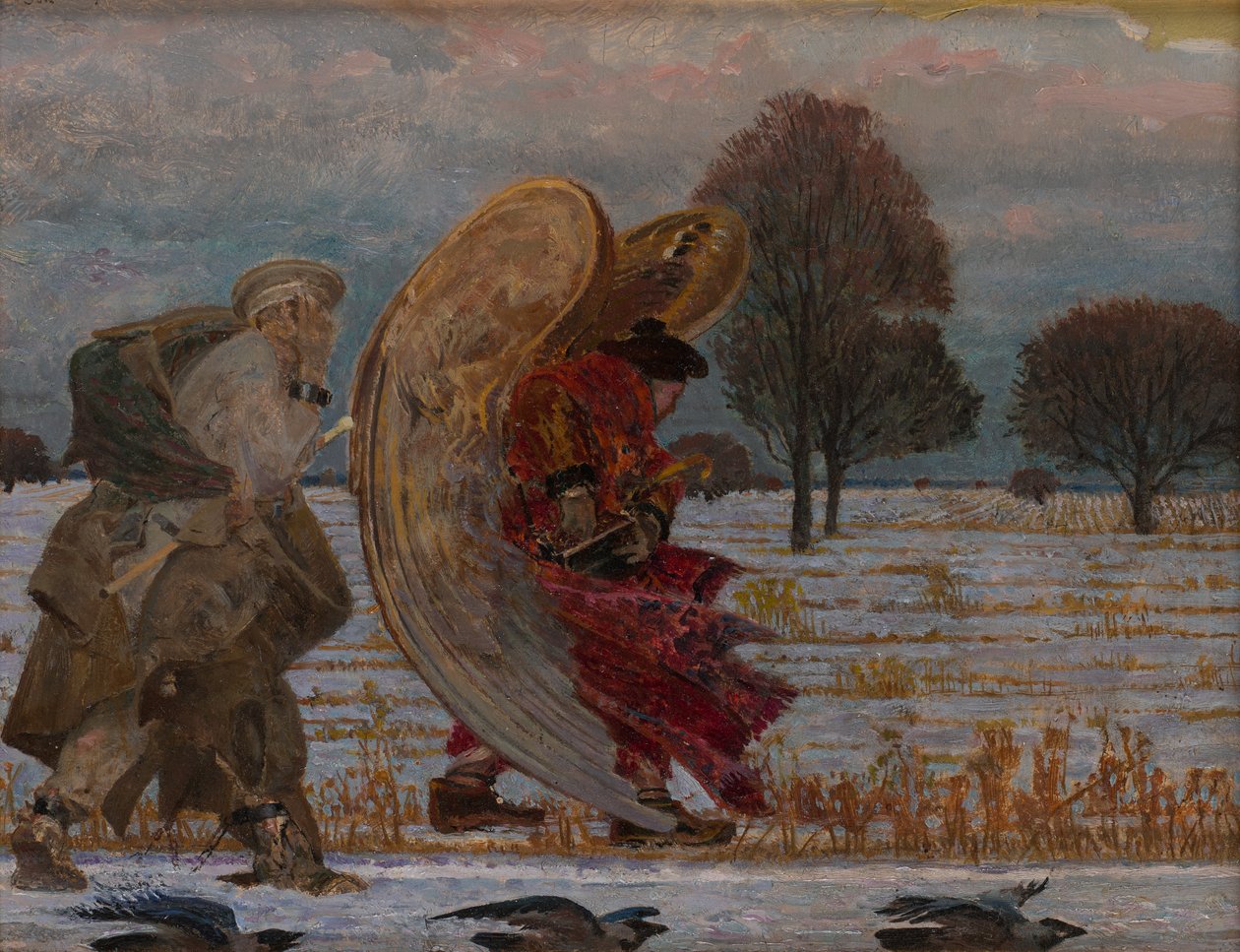 Atrás do anjo (parte esquerda do tríptico) de Jacek Malczewski